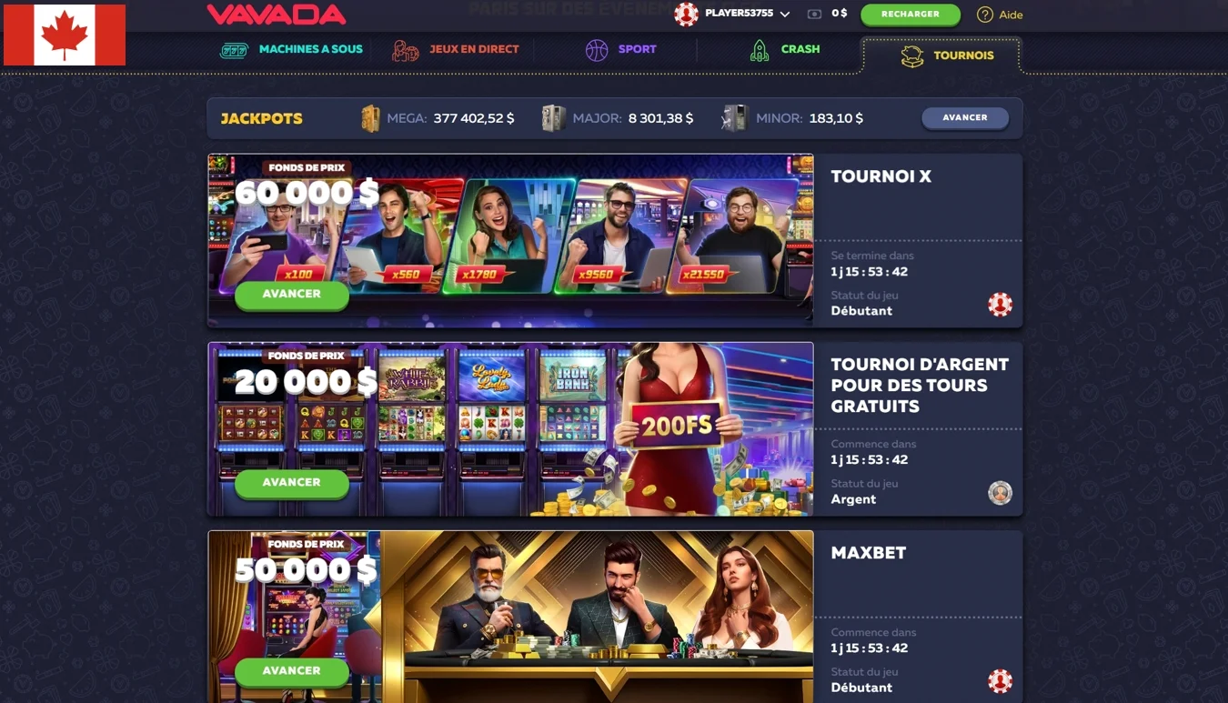 Tournois Casino Vavada
